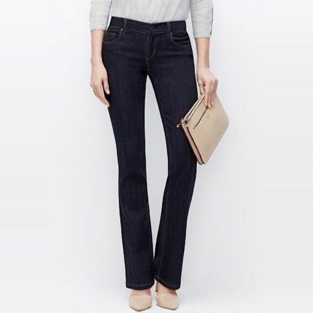 NEW Ann Taylor Modern Boot Jeans size 4 Petite 4P Dark Rinse Low Rise
